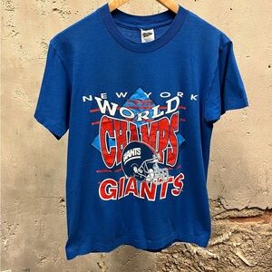 Vintage 1990 New York Giants World Champs Trench Tag T-Shirt Medium M Football